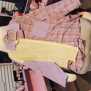 DEADSTOCK Plus Size Patch Pocket Tartan Colorblock Blouse